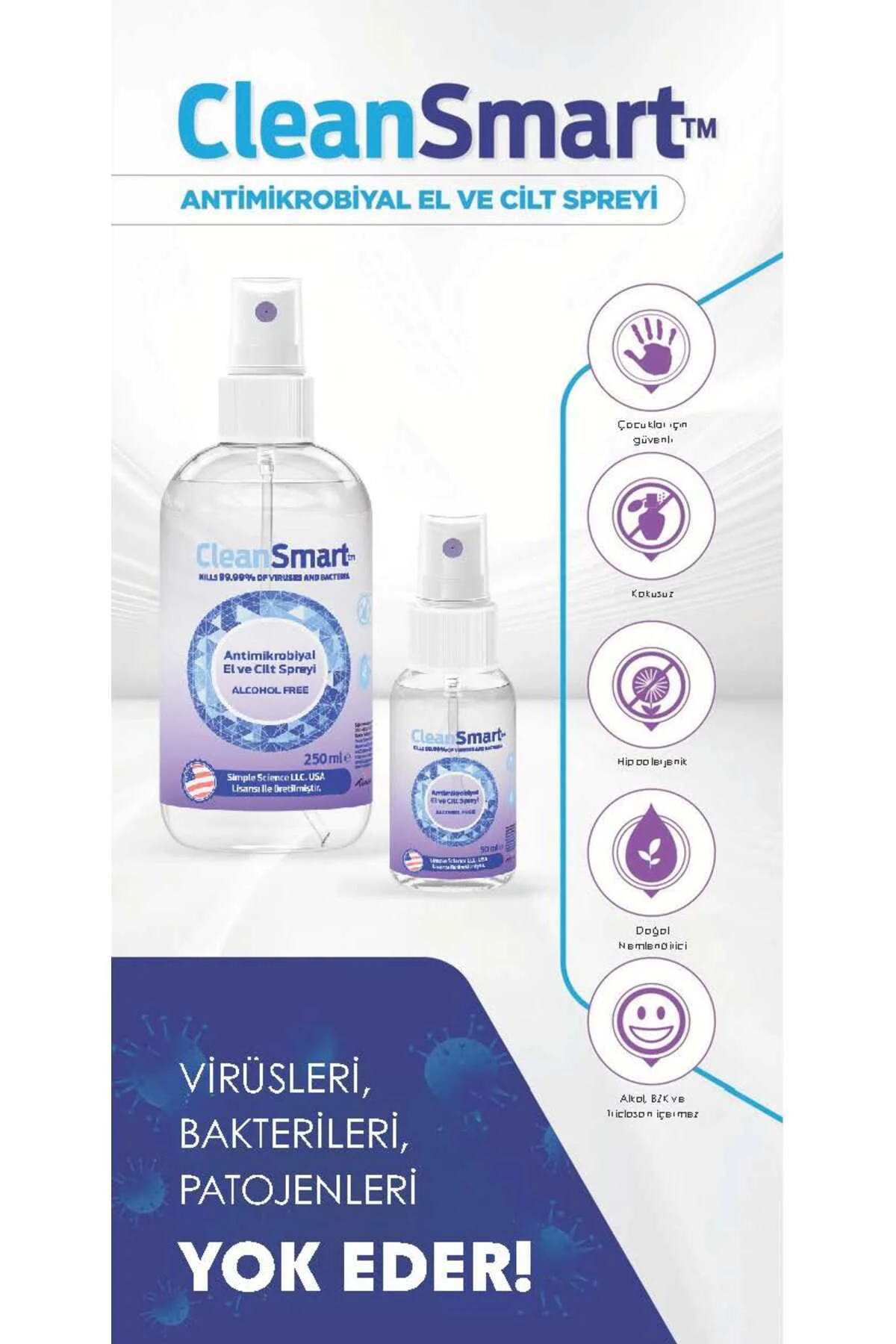 Clean Smart El Ve Cilt Dezenfektan Spreyi 250 ml