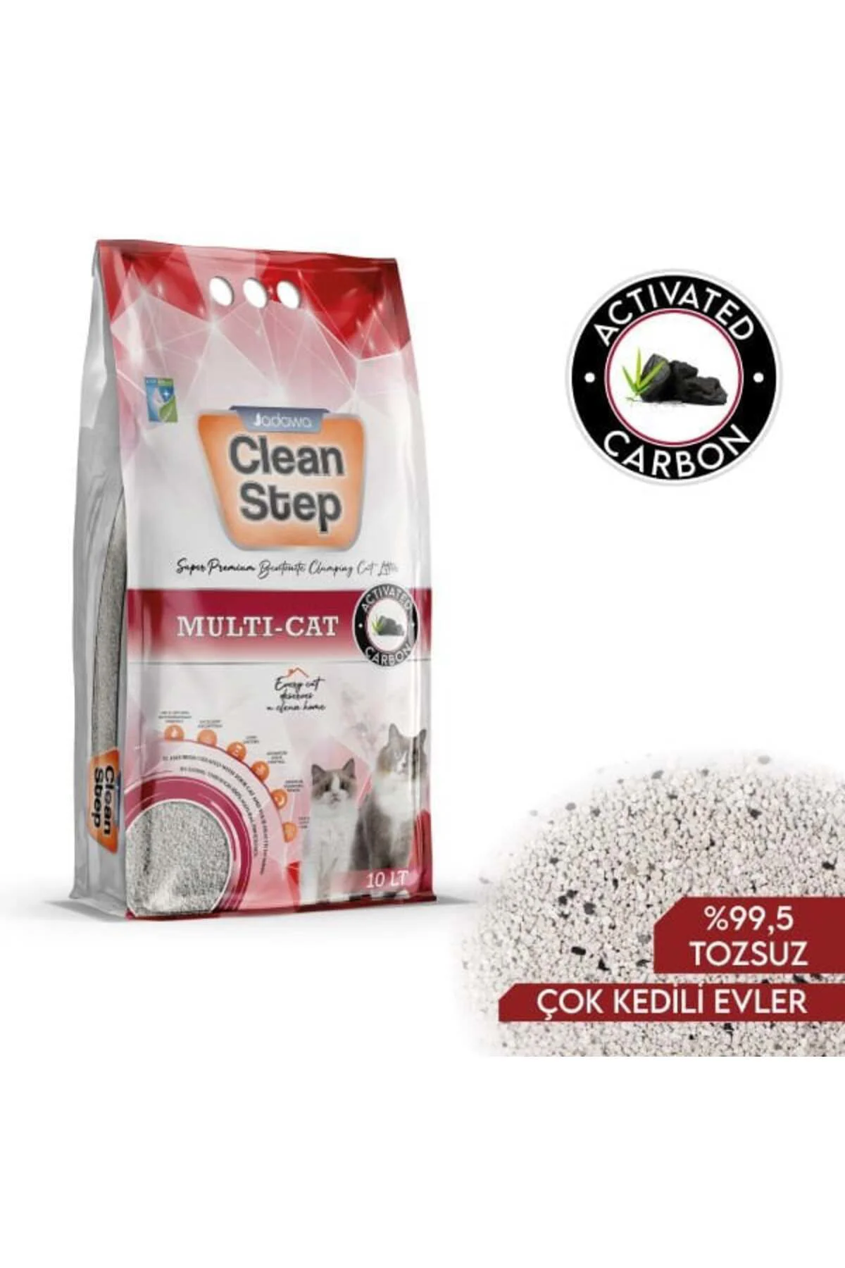 Clean Step Multi-Cat Çoklu Kediler için Aktif Karbonlu Topaklanan