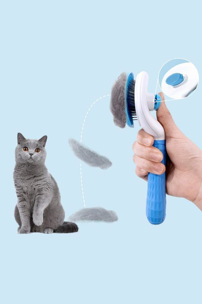 Clean Ucu Toplu Kedi Köpek Basmalı Otomatik Temizlenen Tarak Mavi Clean Ucu Toplu Kedi Köpek Basmalı Otomatik Temizlenen Tarak Mavi
