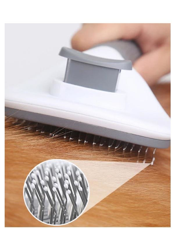 Clean  Ucu Toplu Kedi Köpek Basmalı Otomatik Temizlenen Tarak Gri