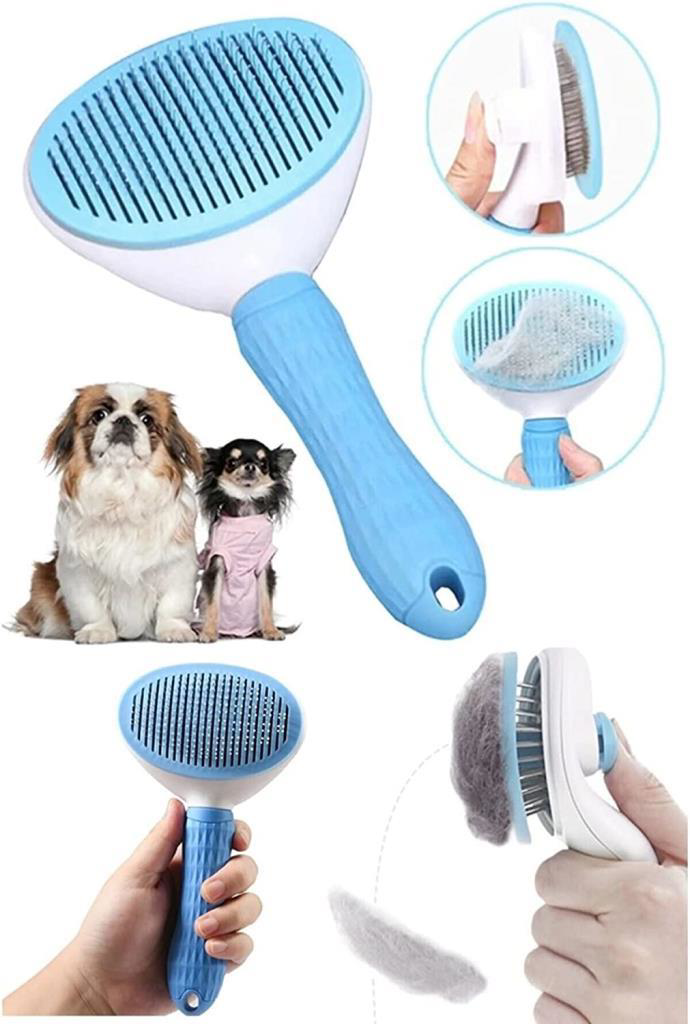 Clean Ucu Toplu Kedi Köpek Basmalı Otomatik Temizlenen Tarak Mavi Clean Ucu Toplu Kedi Köpek Basmalı Otomatik Temizlenen Tarak Mavi