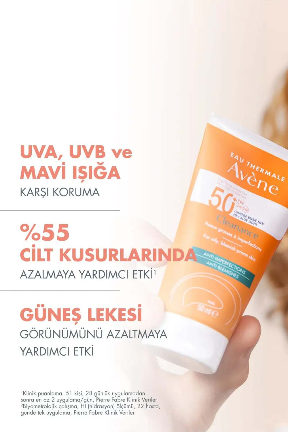 Cleanance SPF50+ Yağlı ve Akneye Eğilimli Ciltler için Yüksek Kor