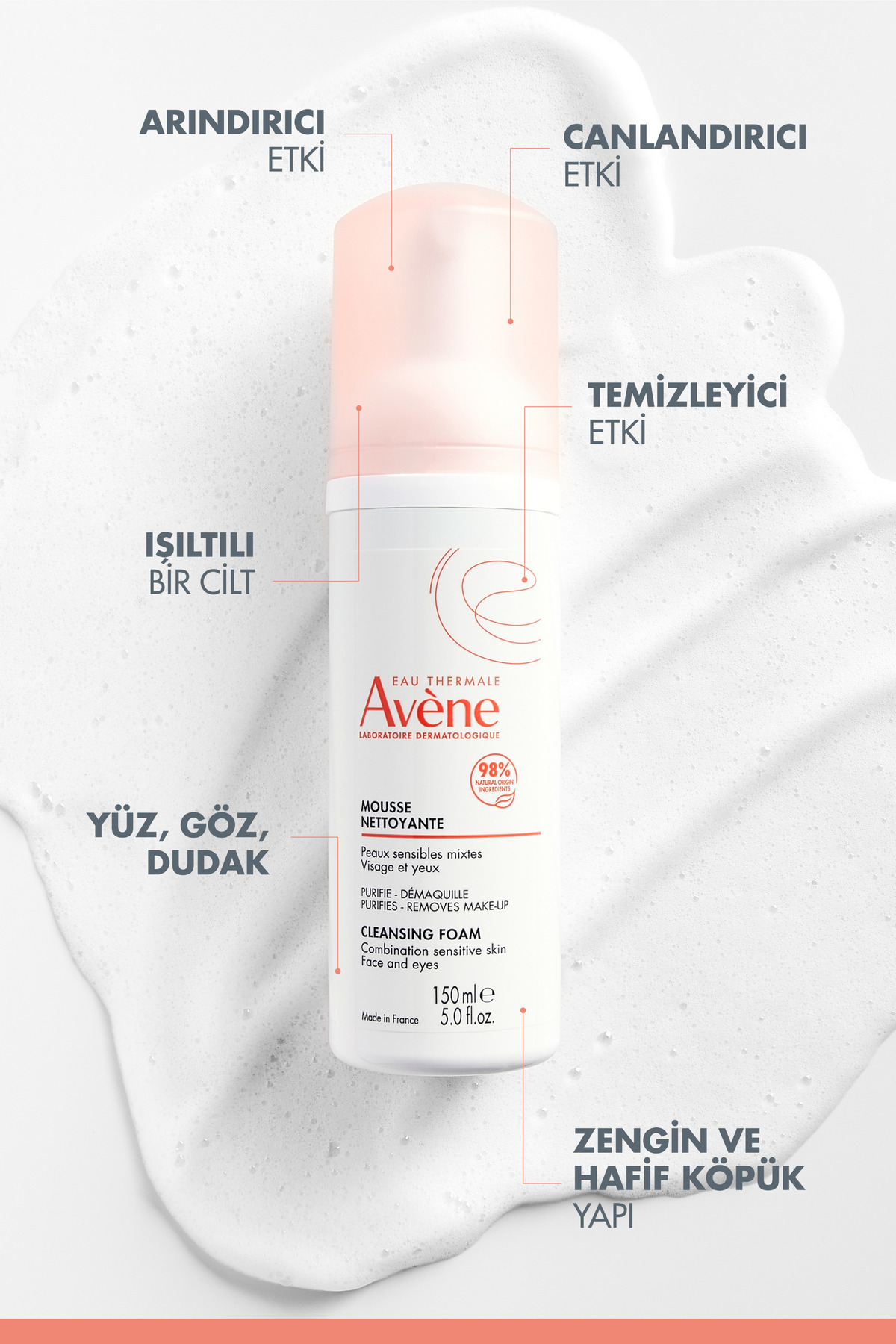 Avene Cleansing Foam Normal Ve Karma Hassas Ciltler İçin Temizleme Köpü