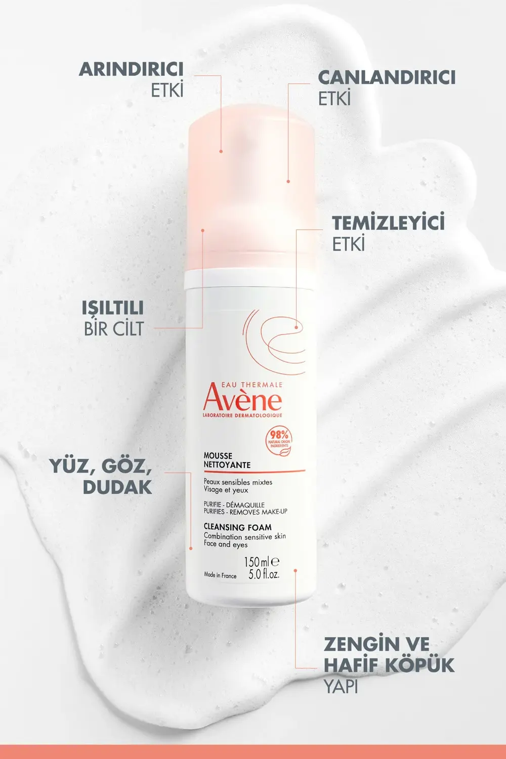 Cleansing Foam Normal ve Karma Hassas Ciltler için Temizleme Köpü