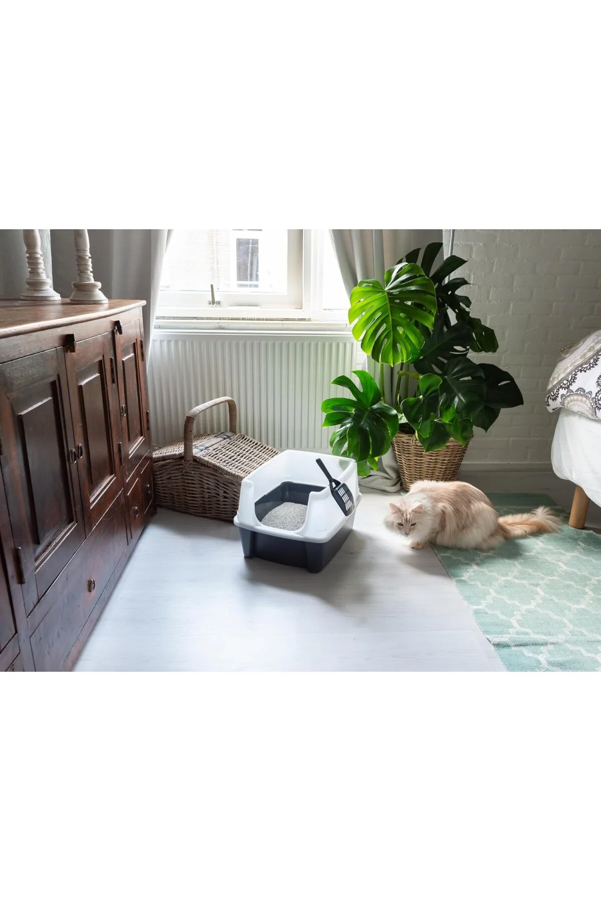 CLH-12 kedi tuvaleti, kürekli, 7 kg'a kadar, gri, açık, kapaksız,