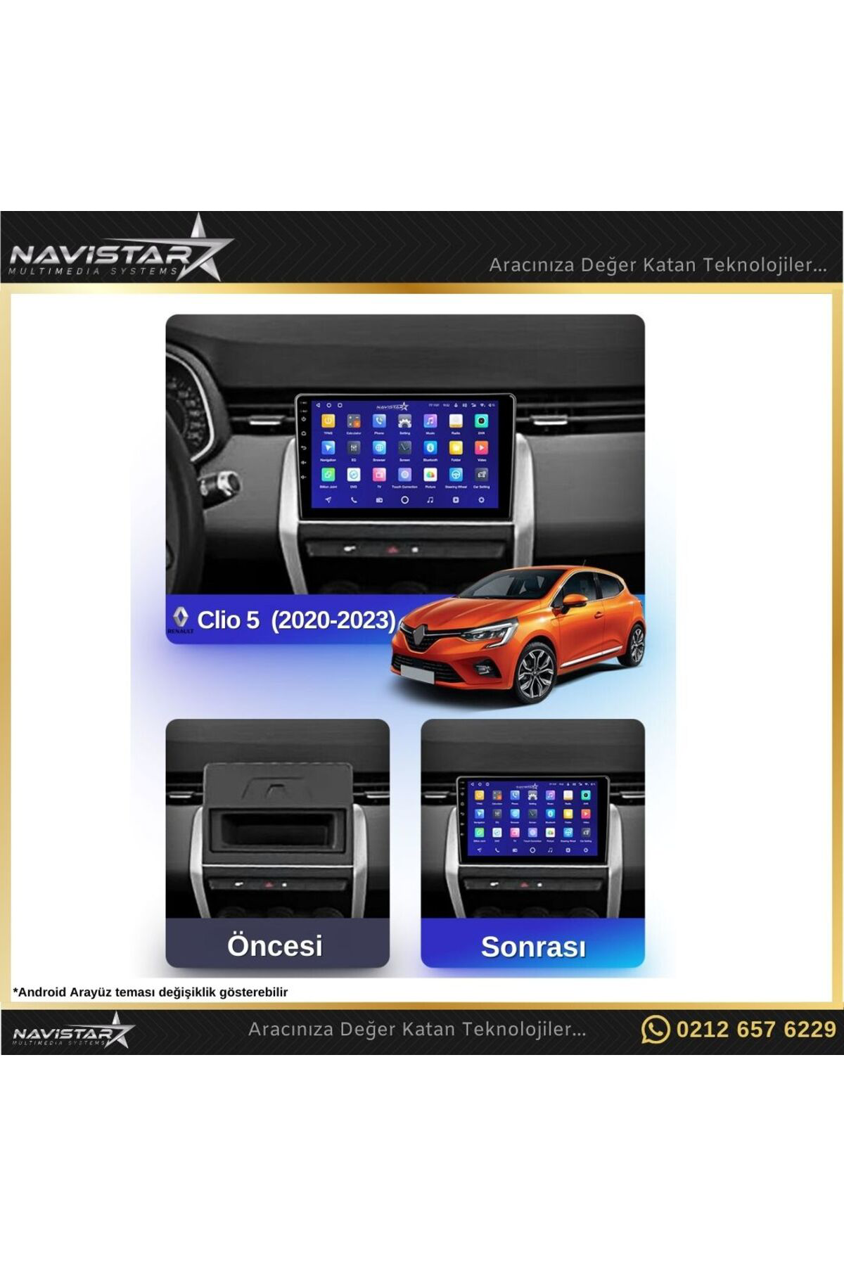 Clio 5 2020-2023 Model 2 64gb Android 13 Kablosuz Carplay Navigas