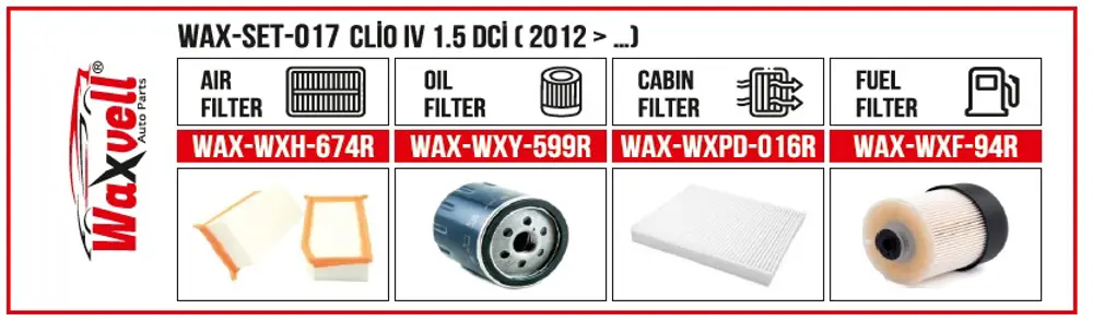CLİO IV 1.5 DCİ FİLTRE BAKIM SETİ ( 2012 > …)