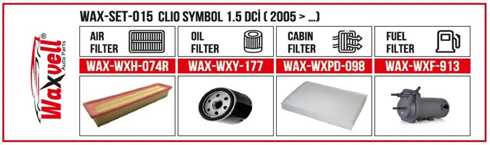 CLIO SYMBOL 1.5 DCİ FİLTRE BAKIM SETİ ( 2005 > …)