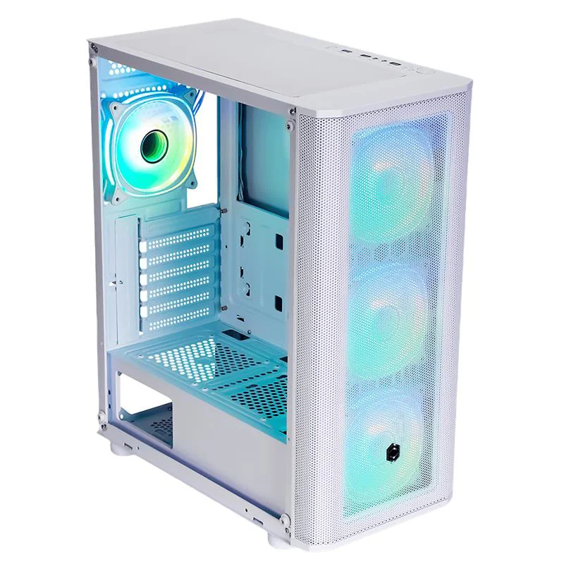 CM-106 650W 80+ Double ARGB Gaming Beyaz Mesh Kasa — Yüksek Performanslı Şeffaf Soğutma