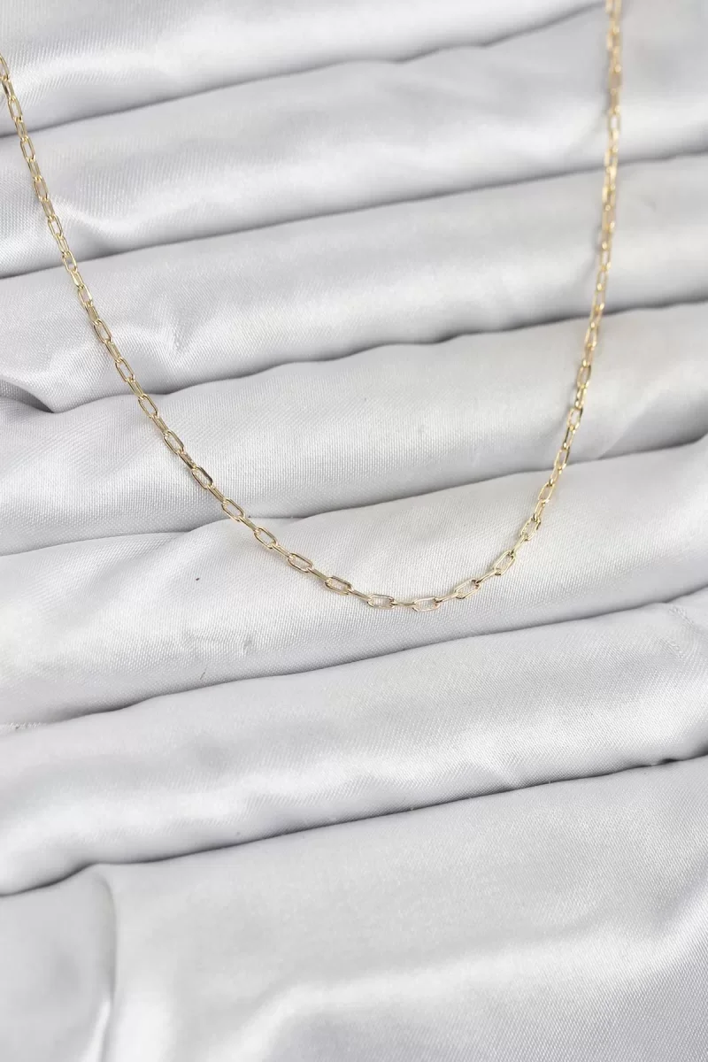 CM 14K Gold Renk Ataç Zincir Model 60 cm Kadın Kolye - Lisinya