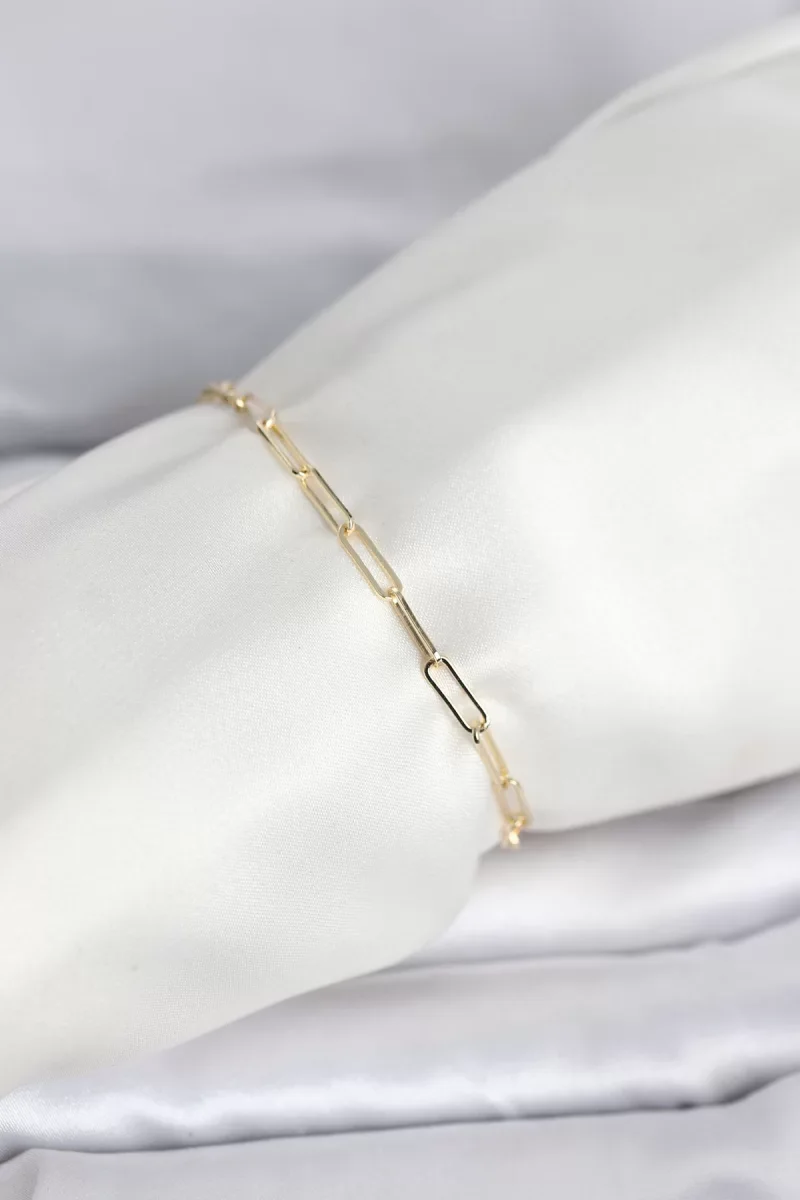 CM 14K Gold Renk Ataç Zincir Model Kadın Bileklik - Lisinya