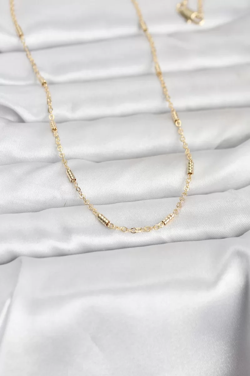 CM 14K Gold Renk Bar Zincir Model 60 cm Kadın Kolye - Lisinya