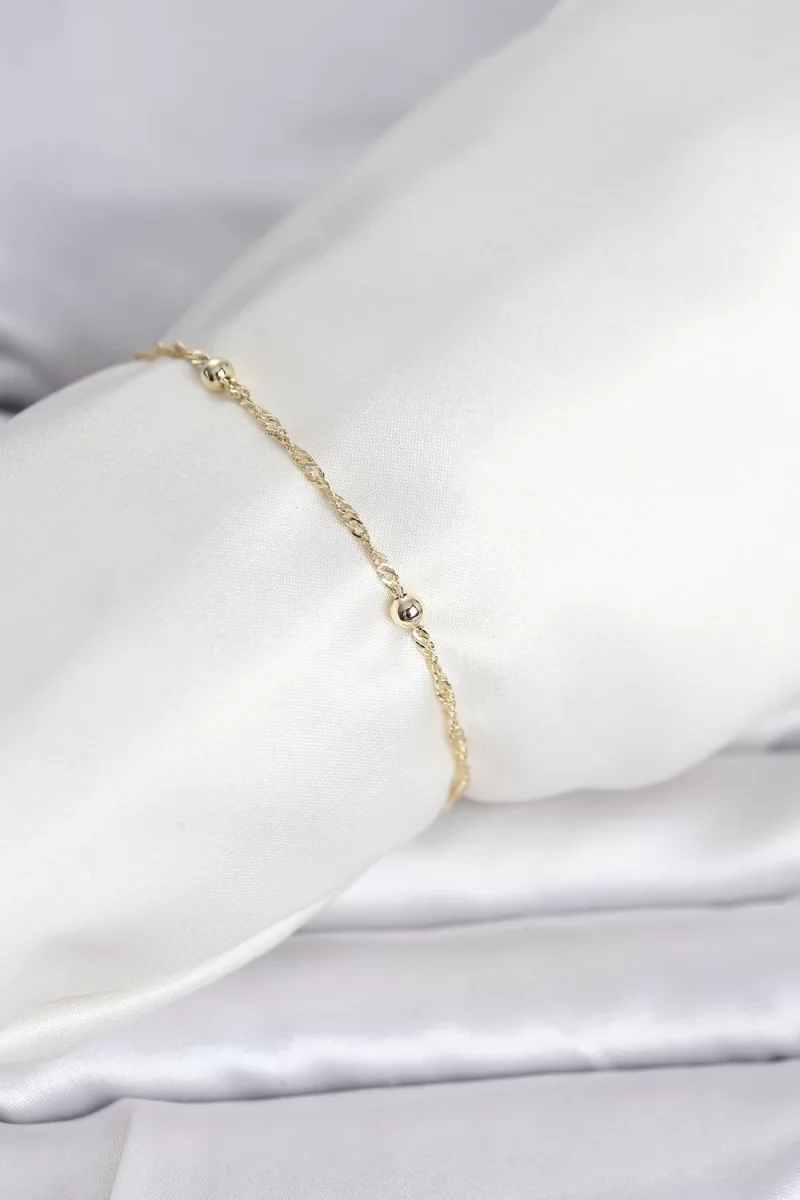 CM 14K Gold Renk Burgu Topçuk Model Kadın Bileklik - Lisinya