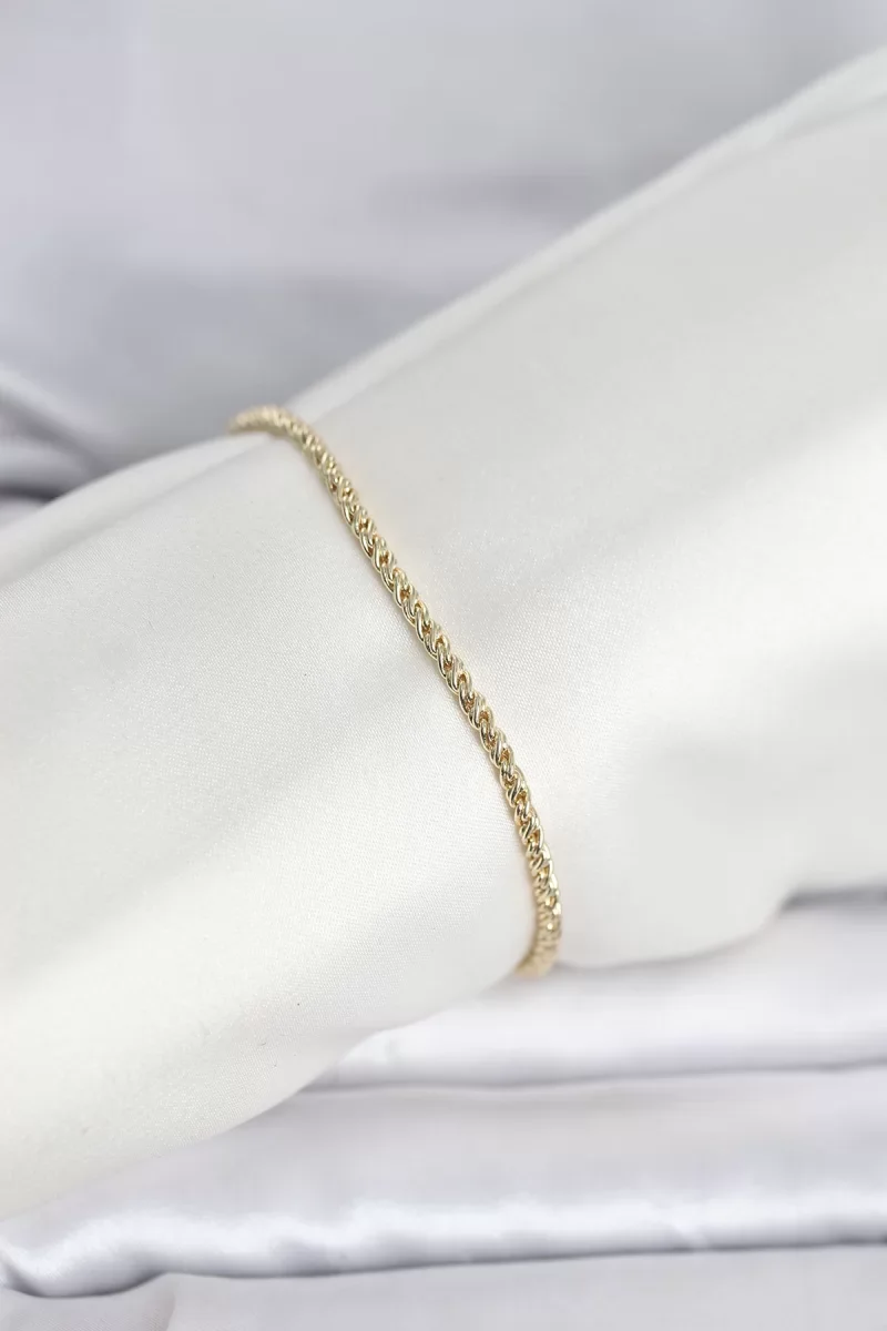 CM 14K Gold Renk Burgulu Zincir Model Kadın Bileklik - Lisinya