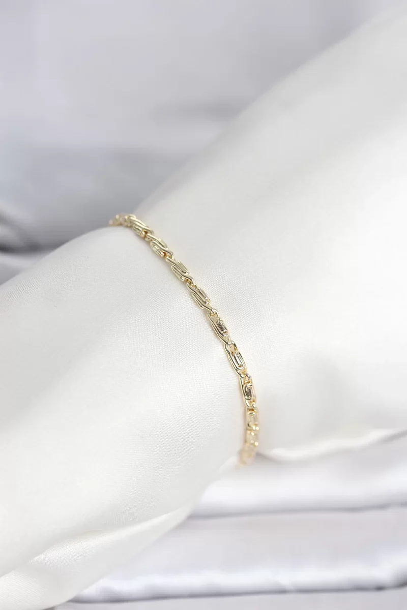 CM 14K Gold Renk Burgu Zincirli Model Kadın Bileklik - Lisinya
