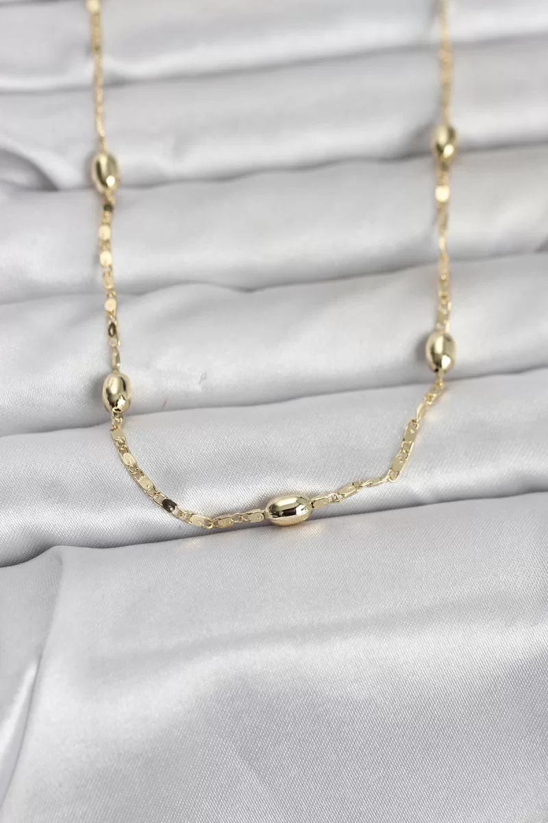CM 14K Gold Renk Damla Topçuklu Zincir Model 60 cm Kadın Kolye - 