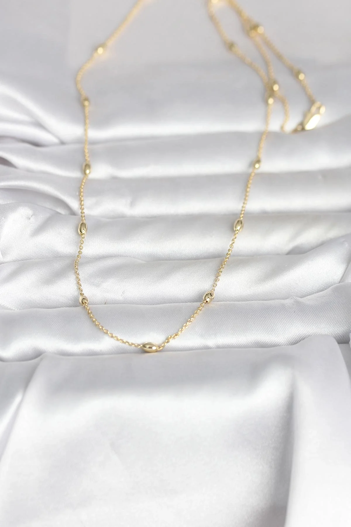CM 14K Gold Renk Damla Topçuk Model Zincirli 60 cm Kadın Kolye