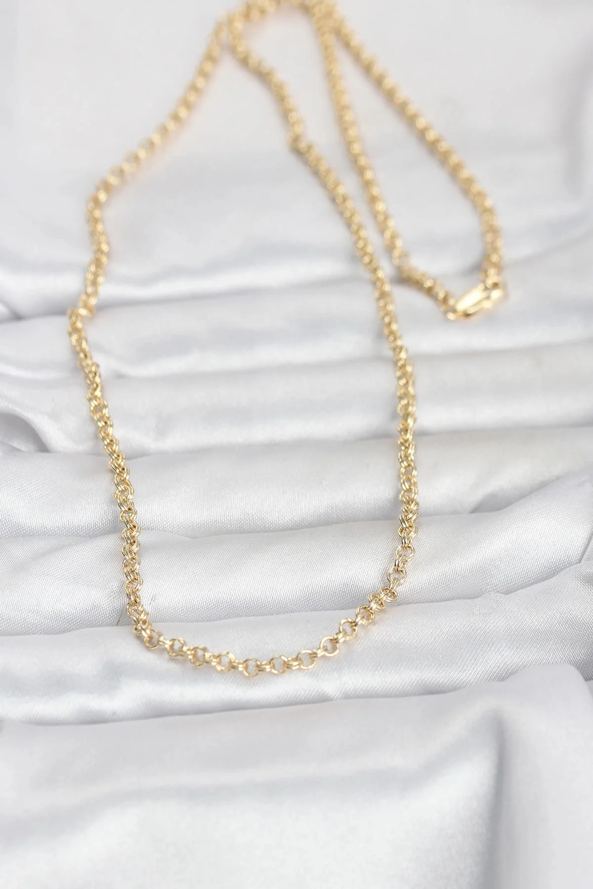 CM 14K Gold Renk Halka Zincir Model 60 cm Kadın Kolye