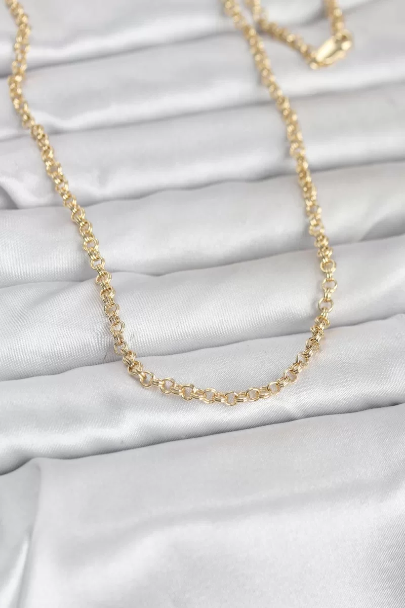 CM 14K Gold Renk Halka Zincir Model 60 cm Kadın Kolye - Lisinya