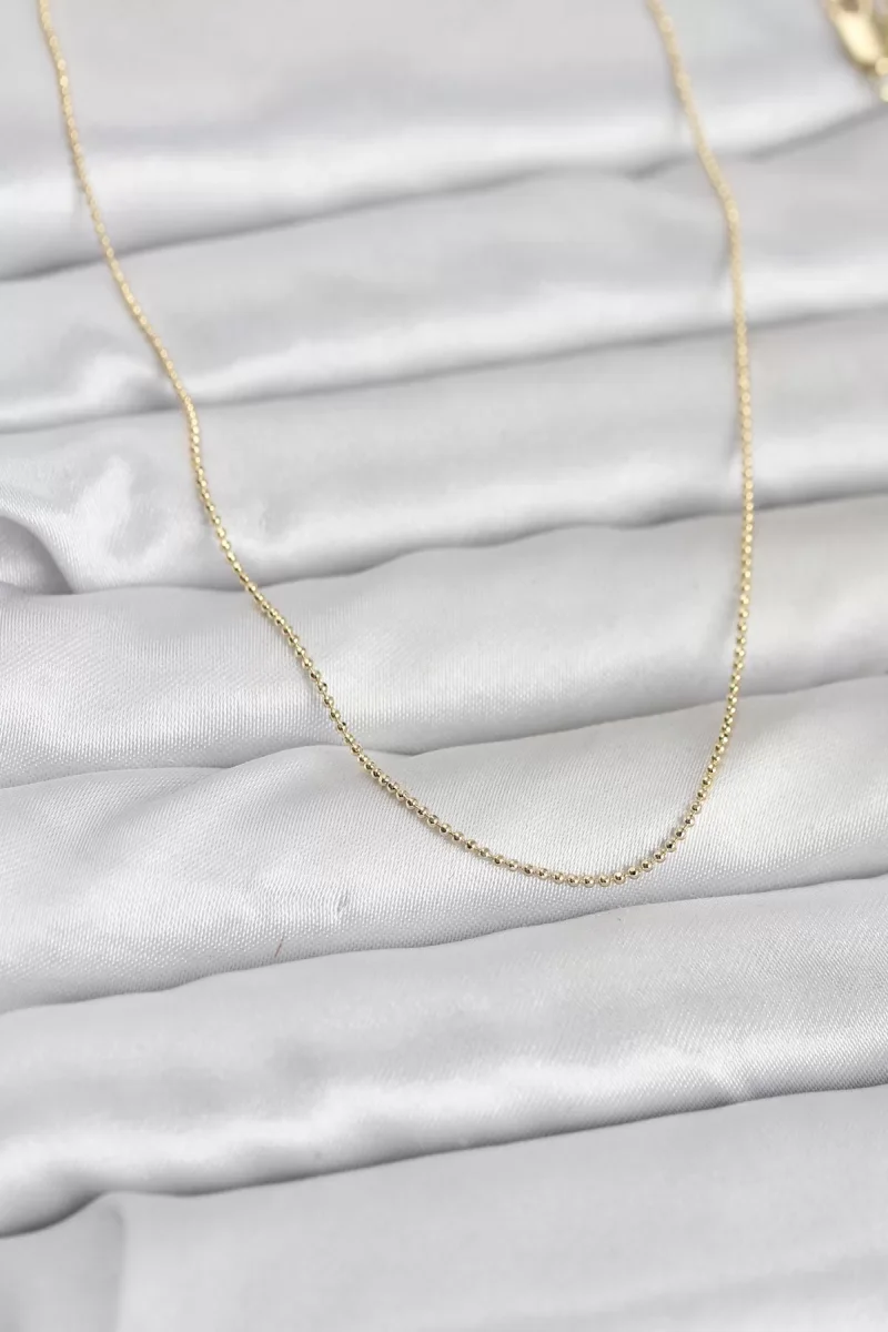 CM 14K Gold Renk İnce Top Zincirli 60 cm Kadın Kolye - Lisinya