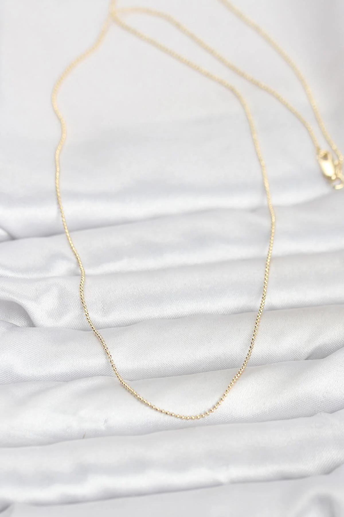 CM 14K Gold Renk İnce Top Zincirli 60 cm Kadın Kolye