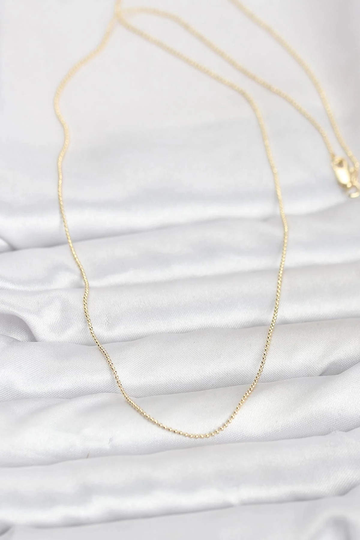 CM 14K Gold Renk İnce Top Zincirli 60 cm Kadın Kolye