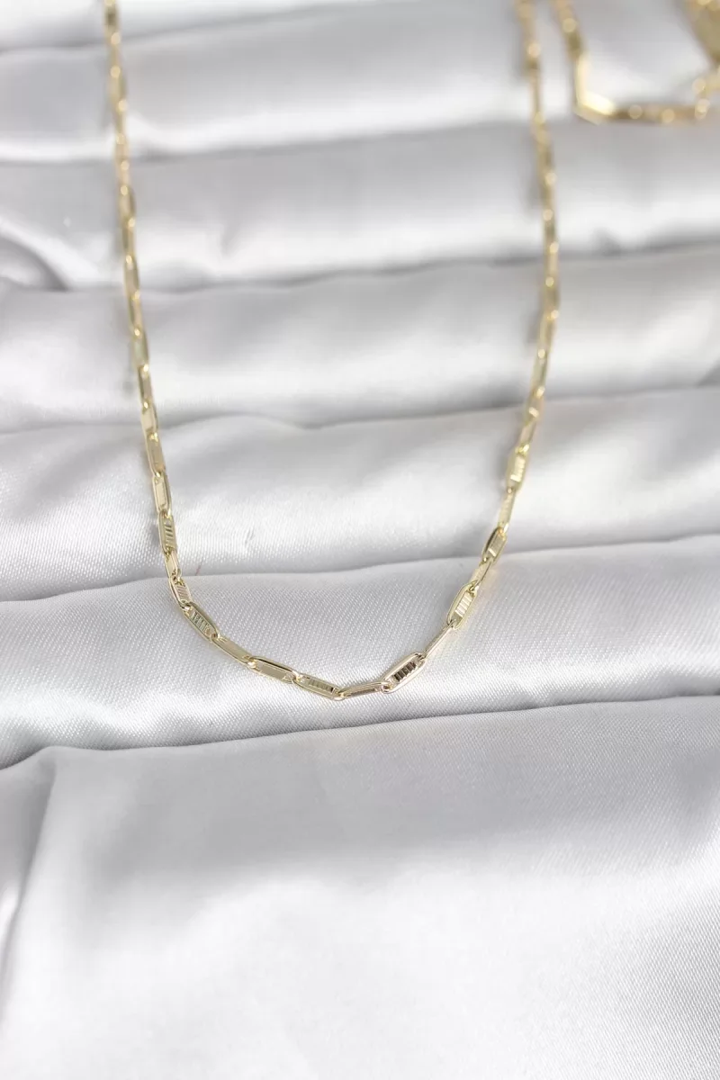 CM 14K Gold Renk İnce Ataç Zincir Model 60 cm Kadın Kolye - Lisinya