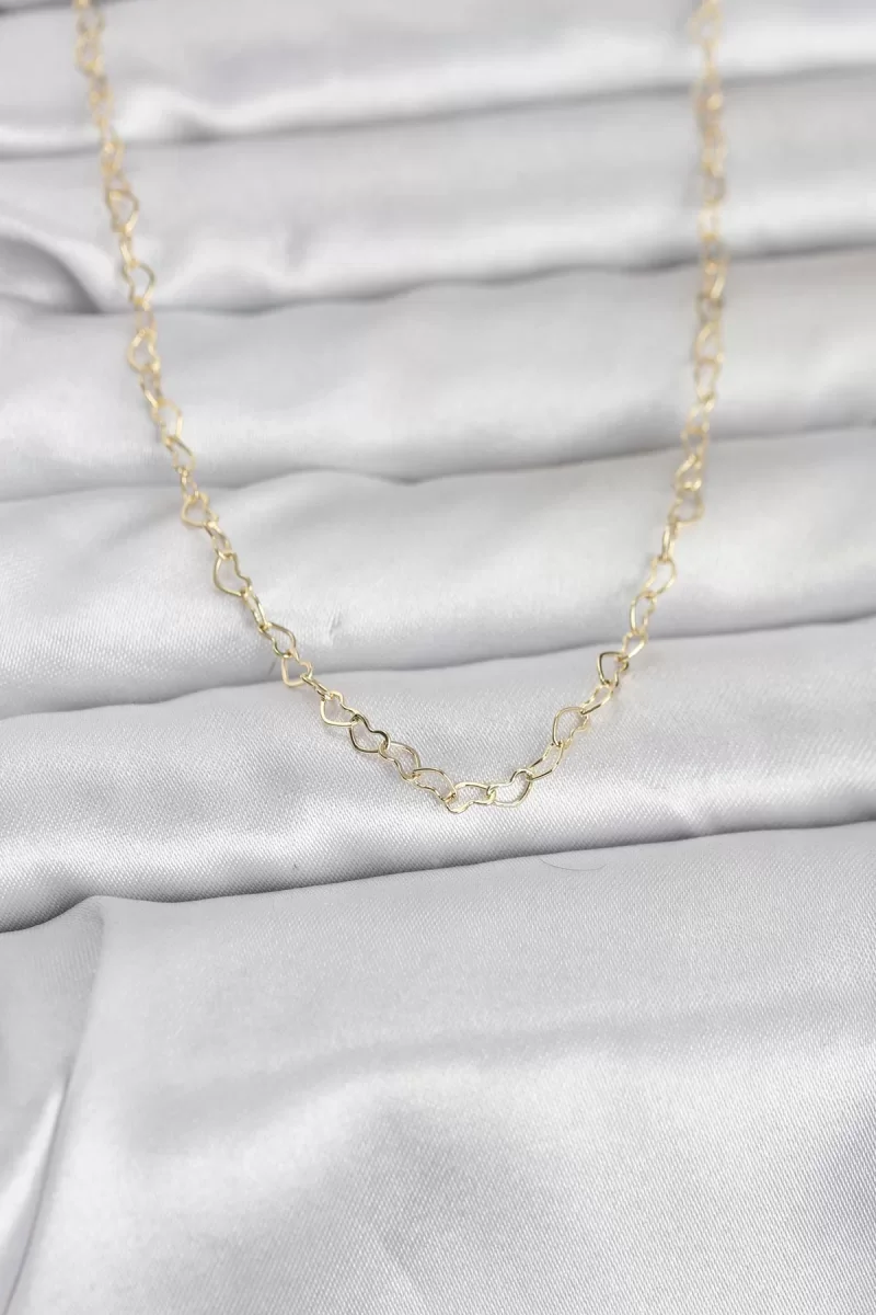 CM 14K Gold Renk Kalp Zincirli 60 cm Kadın Kolye - Lisinya