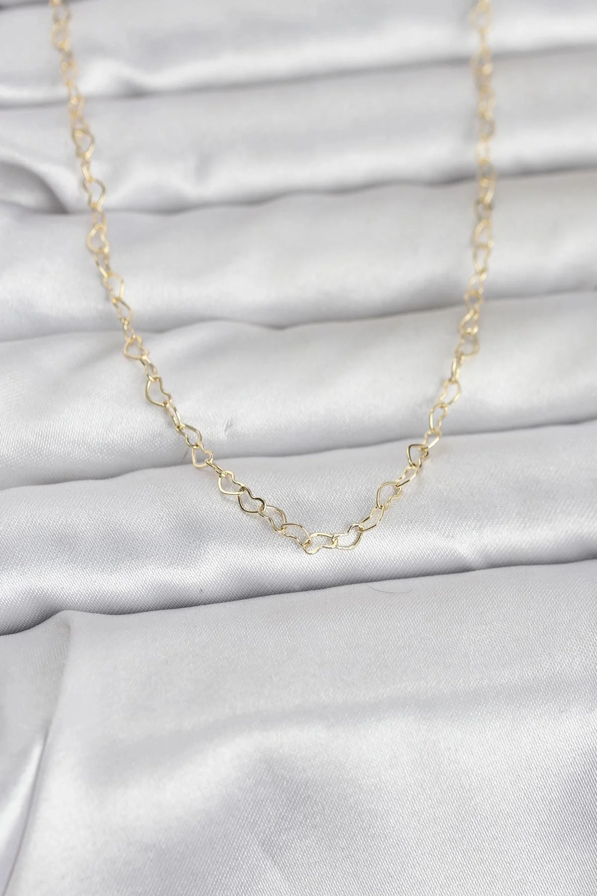 CM 14K Gold Renk Kalp Zincirli 60 cm Kadın Kolye