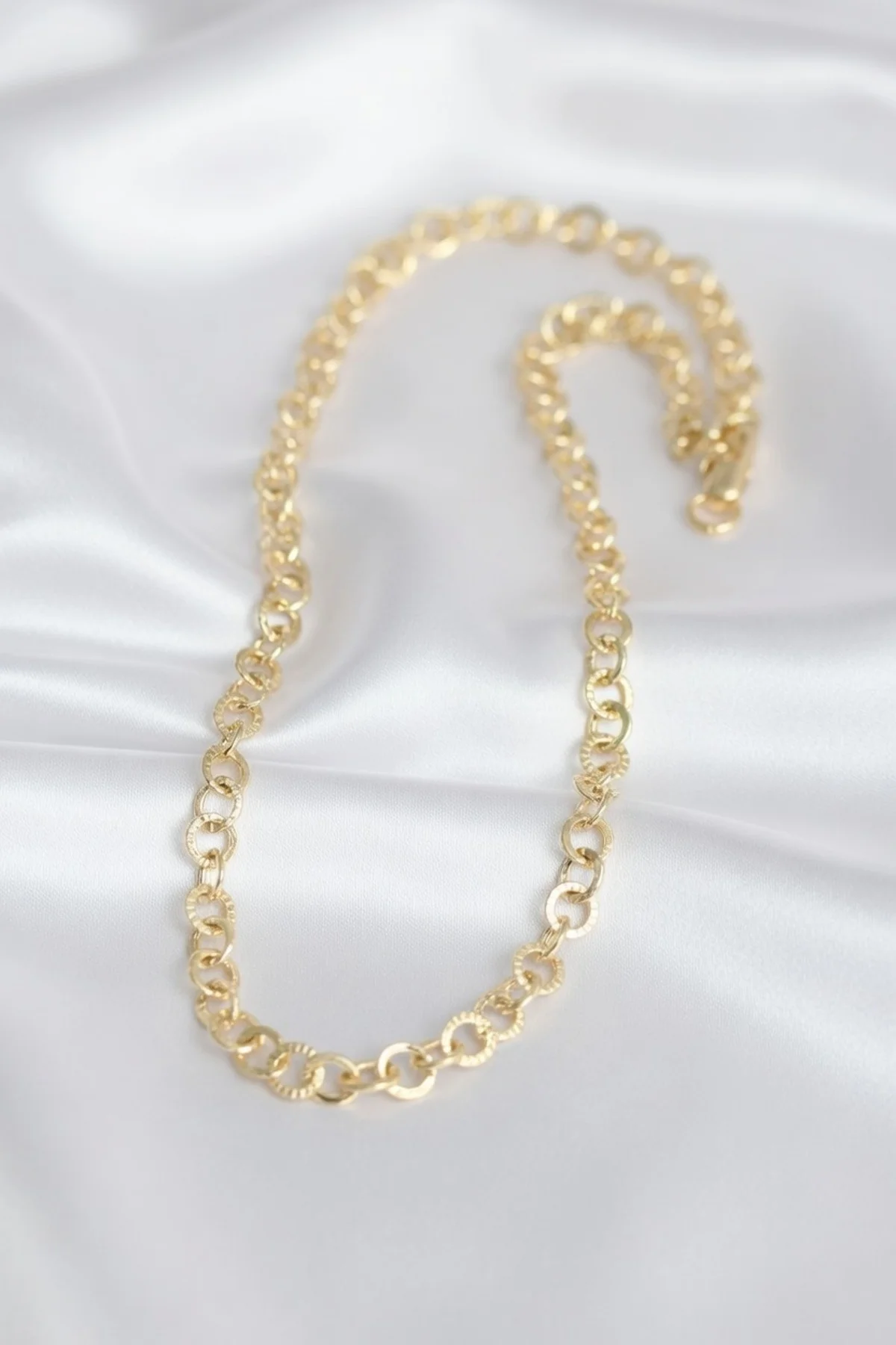 CM 14K Gold Renk Kalın Halka Zincirli 60 cm Kadın Kolye