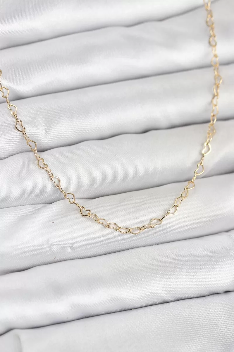 CM 14K Gold Renk Kalın Halka Zincirli 60 cm Kadın Kolye - Lisinya CM 14K Gold Renk Kalın Halka Zincirli 60 cm Kadın Kolye - Lisinya