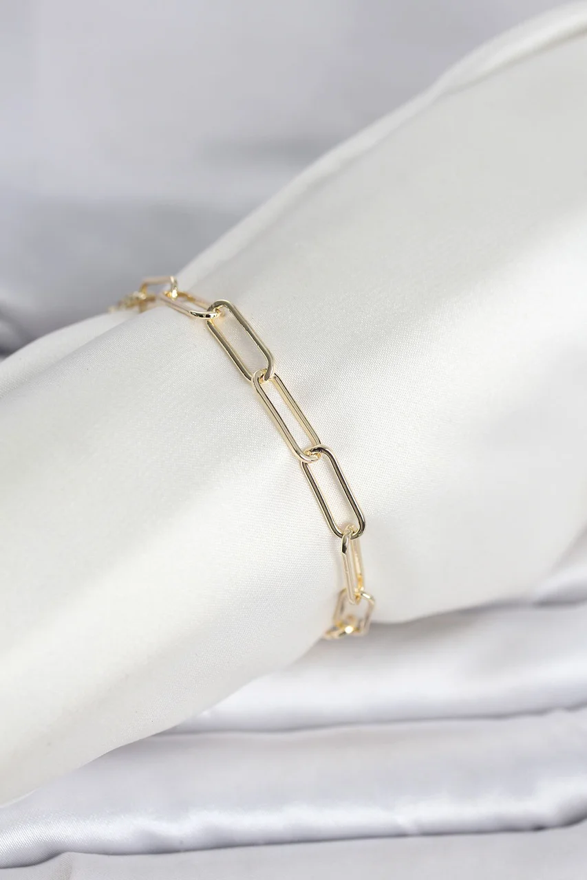 Cm 14k Gold Renk Kalın Ataç Zincir Model Kadın Bileklik - Lisinya Diğer