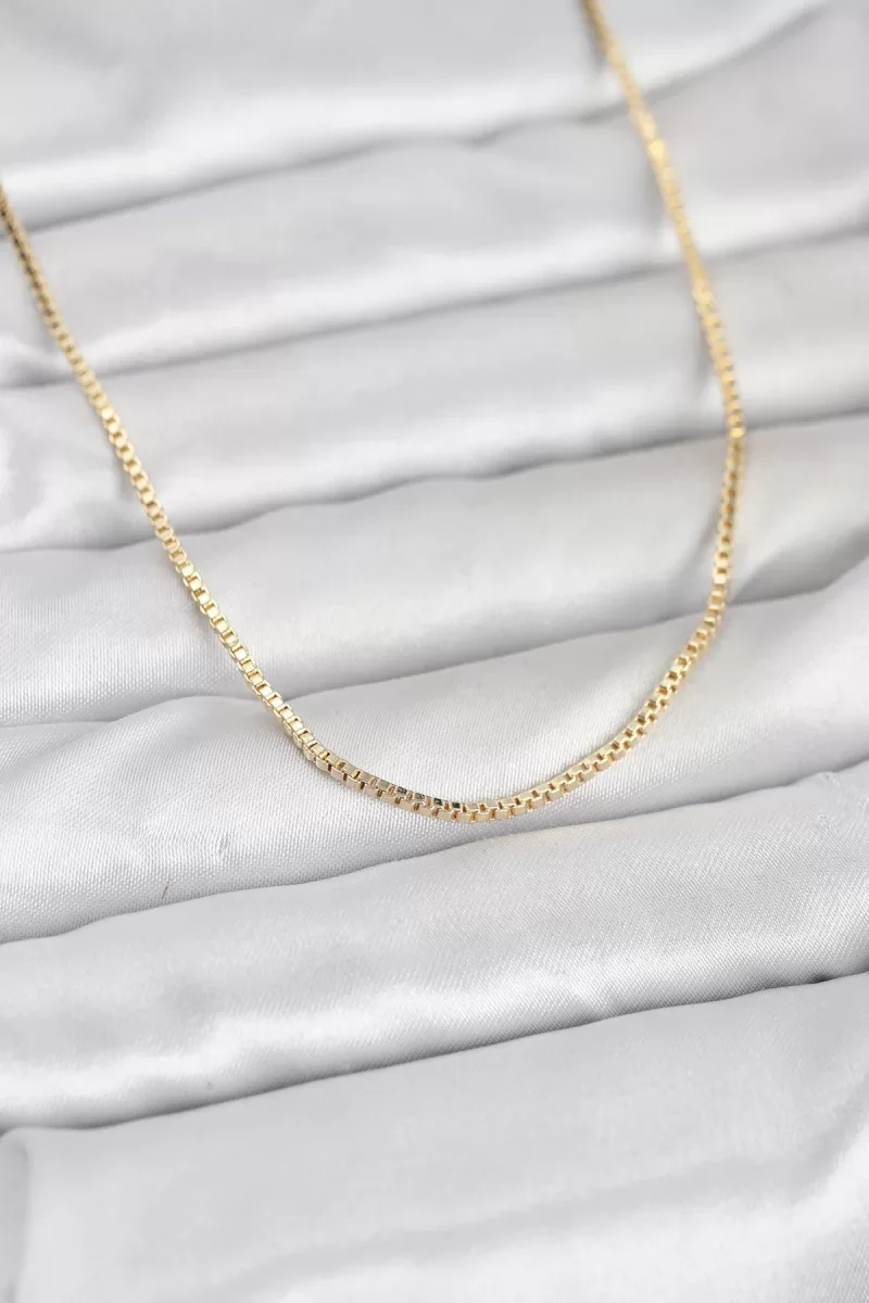 CM 14K Gold Renk Kare Zincirli Model 60 cm Kadın Kolye - Lisinya