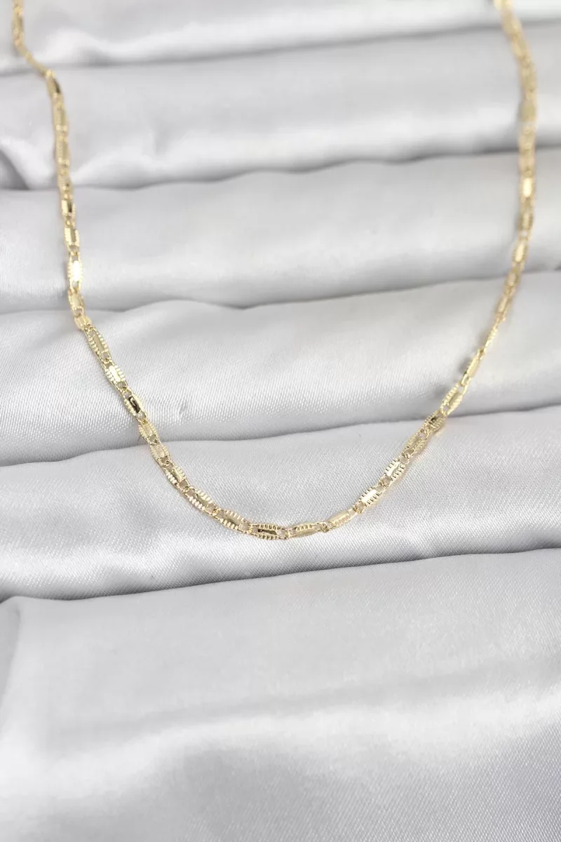 CM 14K Gold Renk Lazerli Zincir Model 60 cm Kadın Kolye - Lisinya