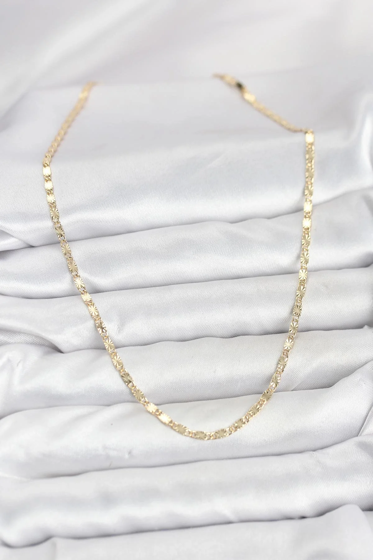 CM 14K Gold Renk Lazerli Zincir Model Kadın Kolye