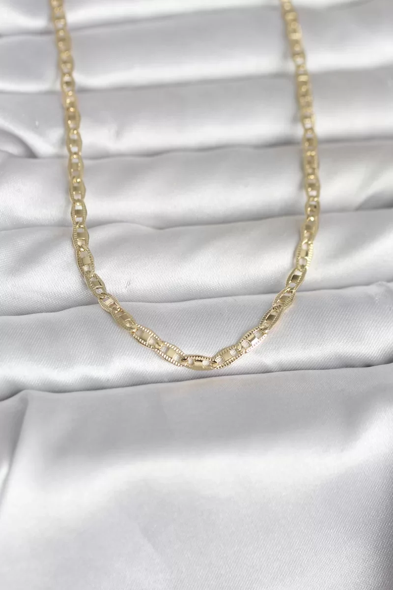 CM 14K Gold Renk Lazer Kesim Zincirli Model 60 cm Kadın Kolye - Lisinya