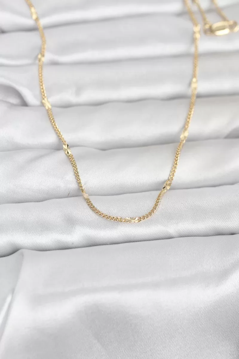 CM 14K Gold Renk Lazer Puntalı Model 60 cm Kadın Kolye - Lisinya