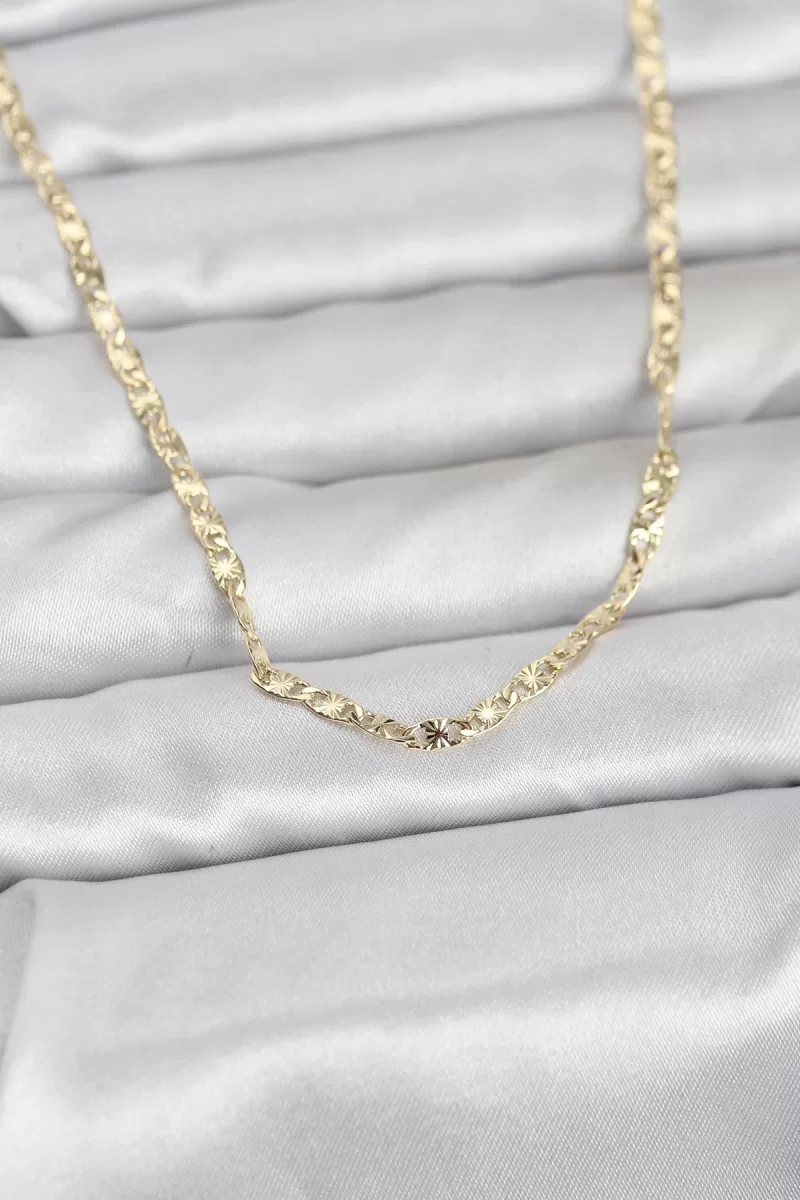 CM 14K Gold Renk Lazer Zincirli Model 60 cm Kadın Kolye - Lisinya