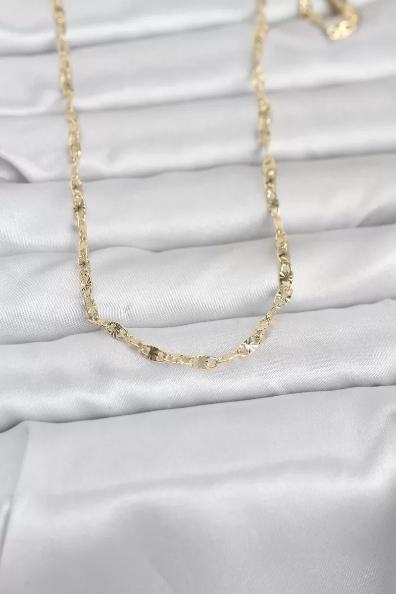 CM 14K Gold Renk Lazerli Gemici Zincir Model 60 cm Kadın Kolye - 