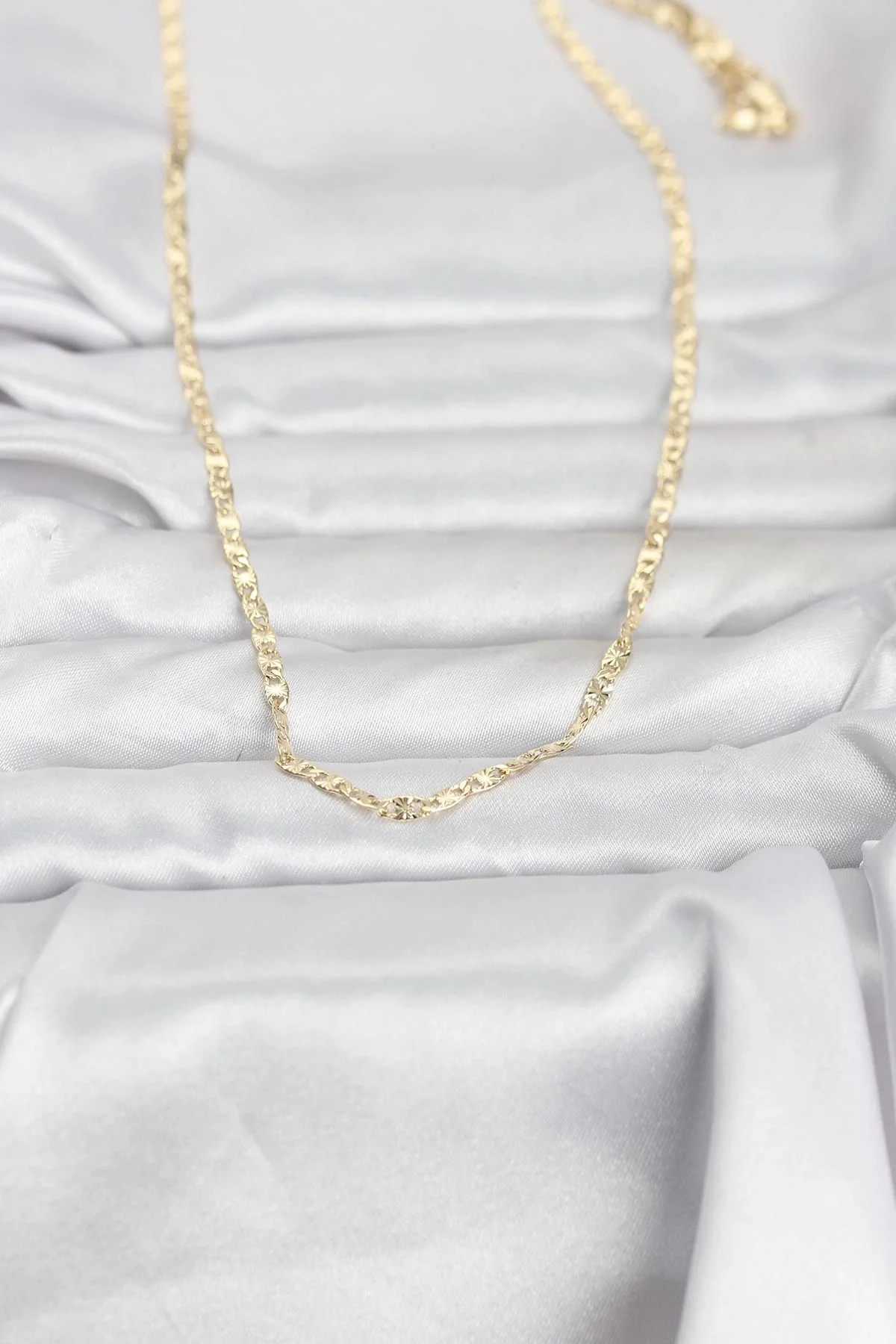 CM 14K Gold Renk Lazer Zincirli Model 60 cm Kadın Kolye