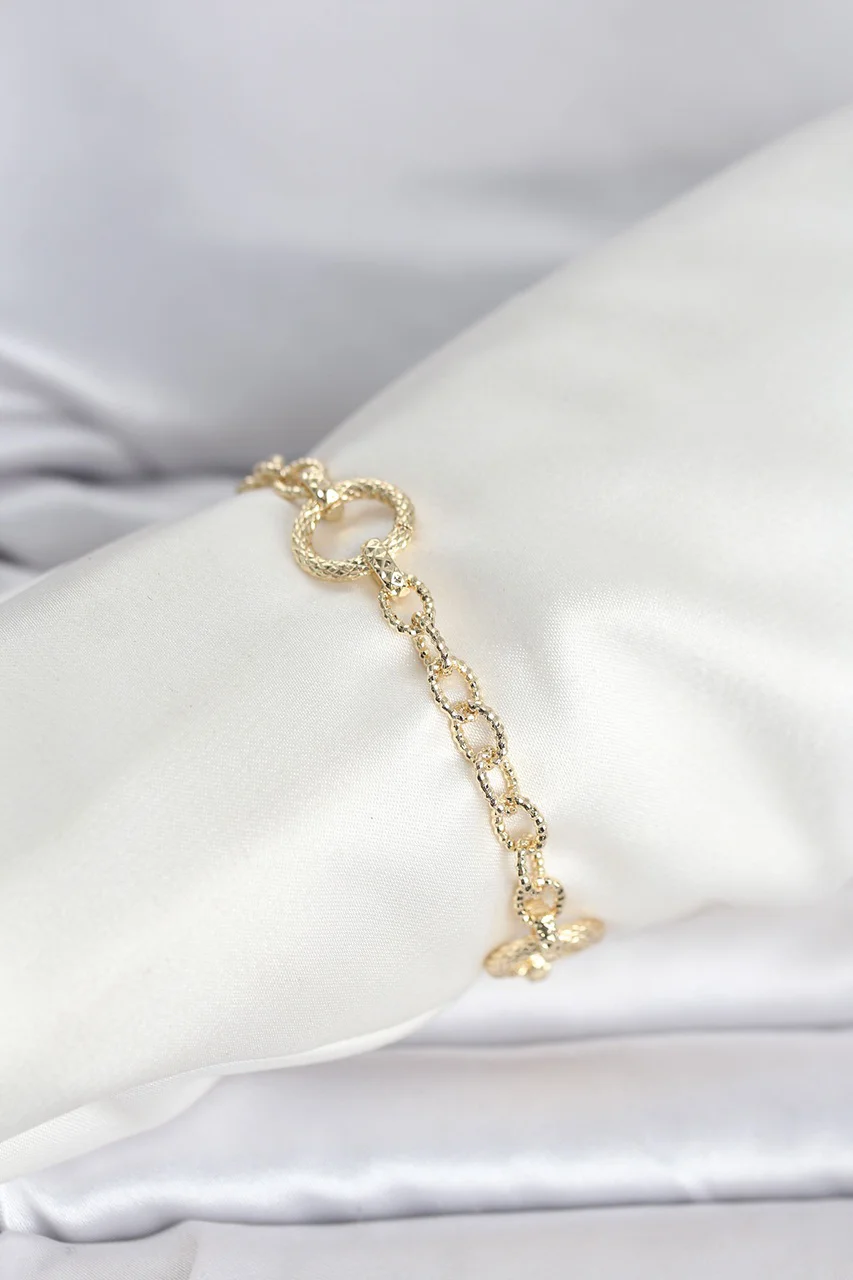 Cm 14k Gold Renk Lazerli Halka Model Kadın Bileklik - Lisinya Diğer