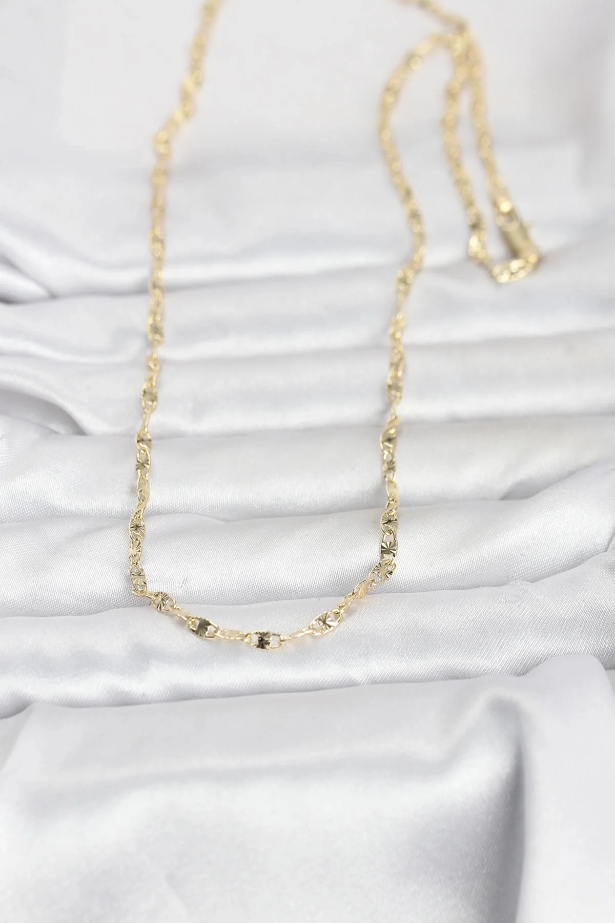CM 14K Gold Renk Lazerli Gemici Zincir Model 60 cm Kadın Kolye