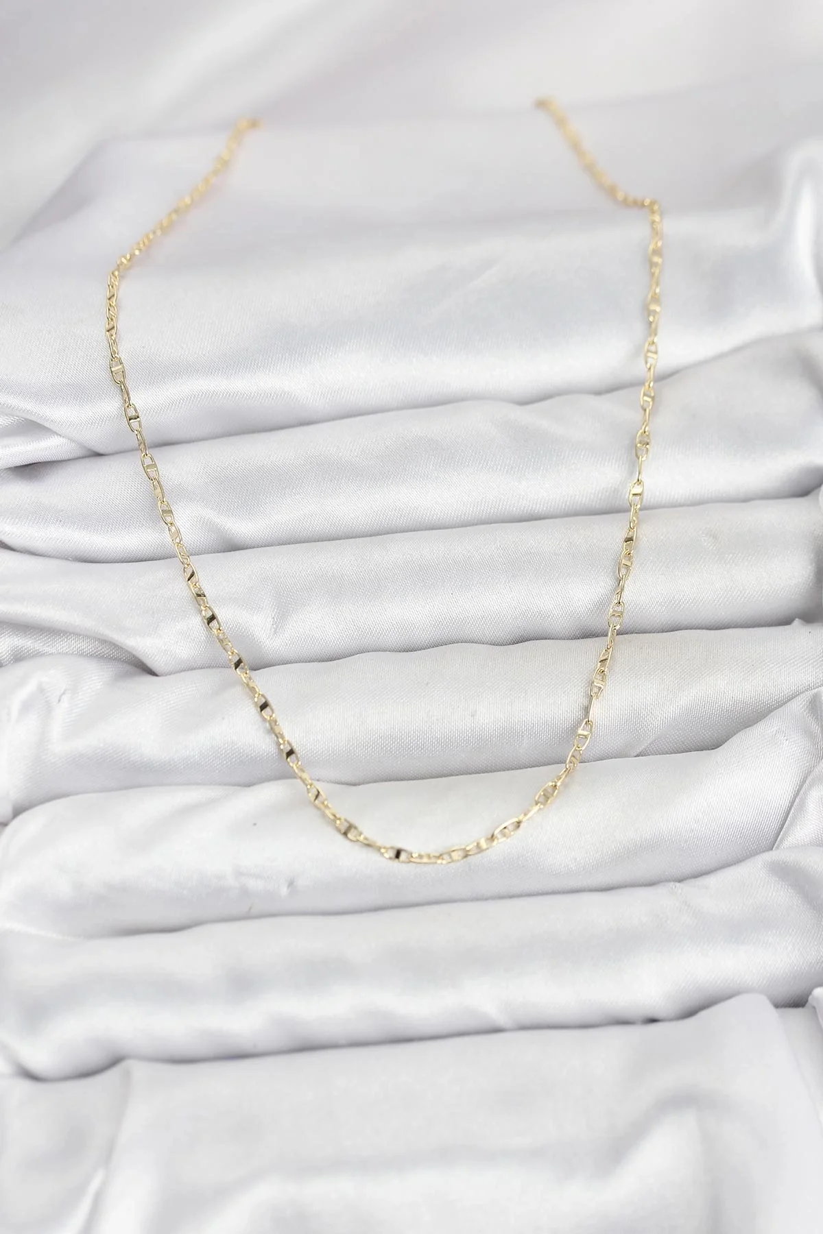 CM 14K Gold Renk Pirinç Gemi Zinciri Model Kadın Kolye
