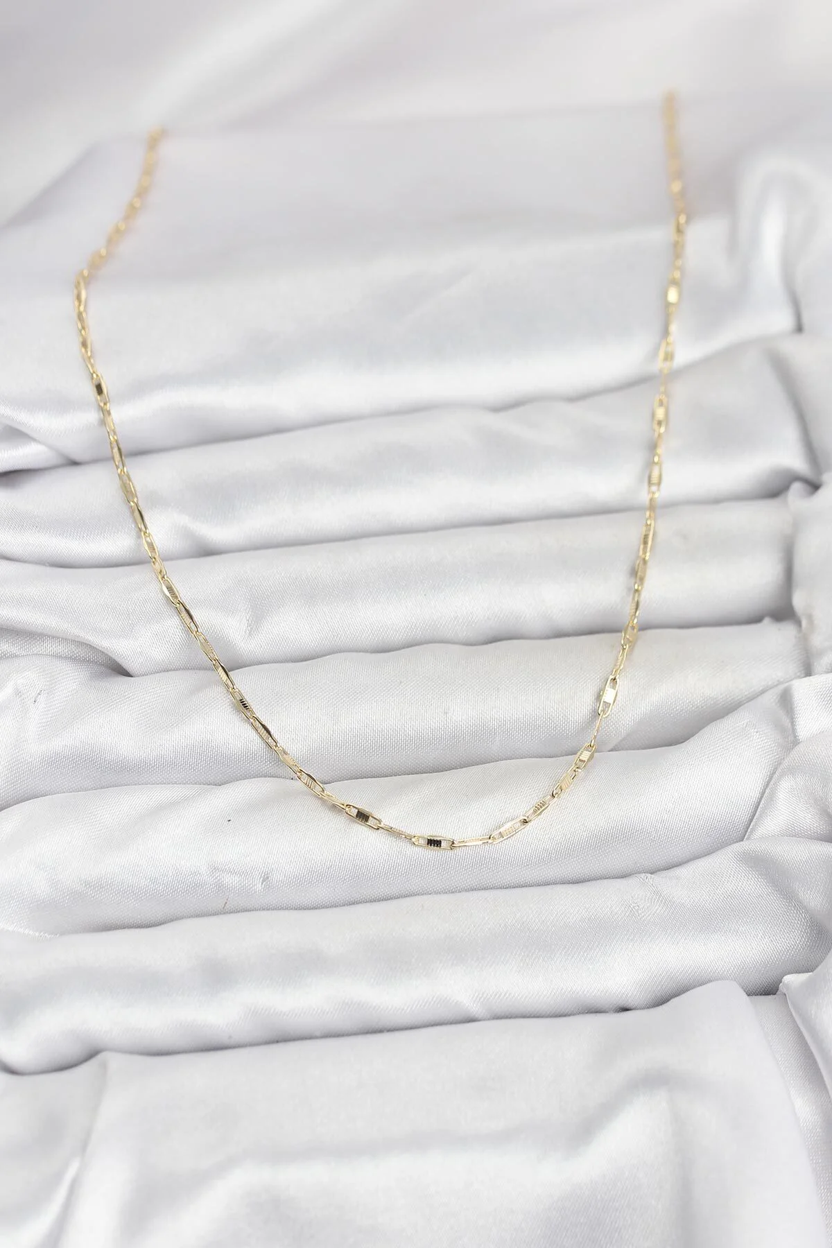CM 14K Gold Renk Pirinç Ataç Zincir 60 cm Kadın Kolye