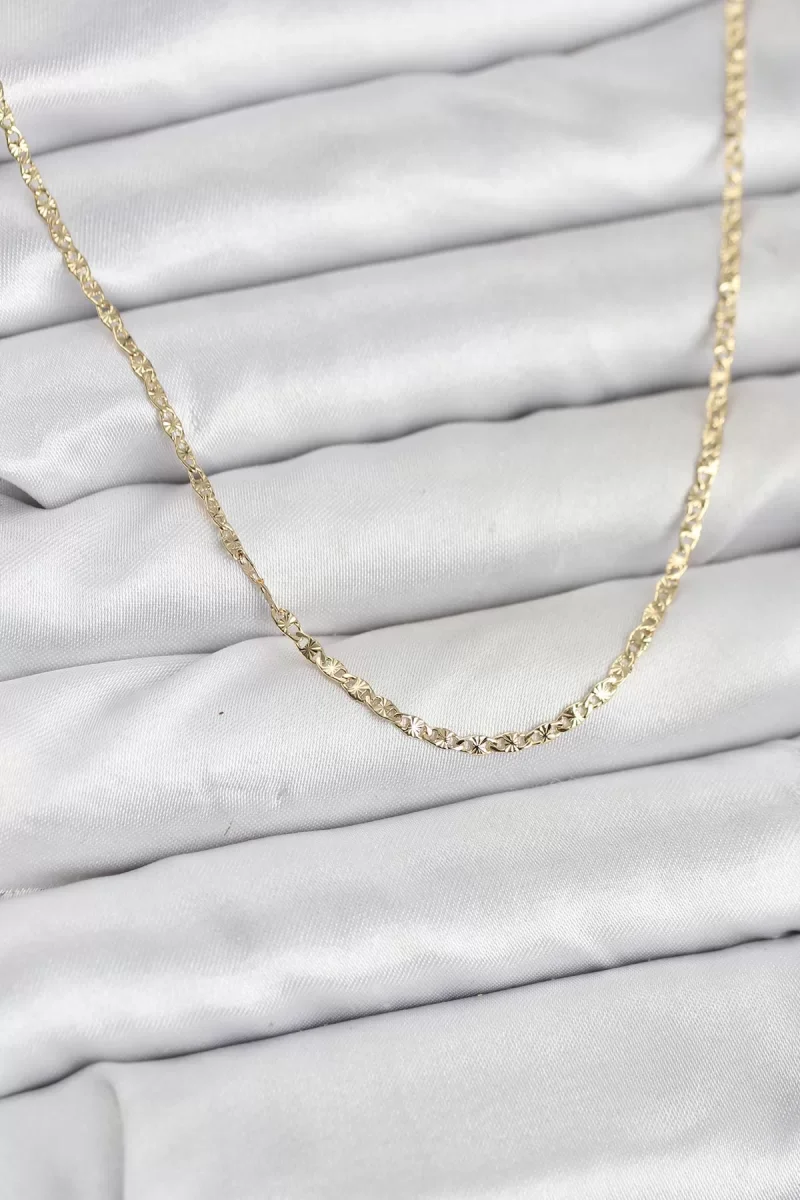 CM 14K Gold Renk Pirinç Lazer Model 60 cm Kadın Kolye - Lisinya