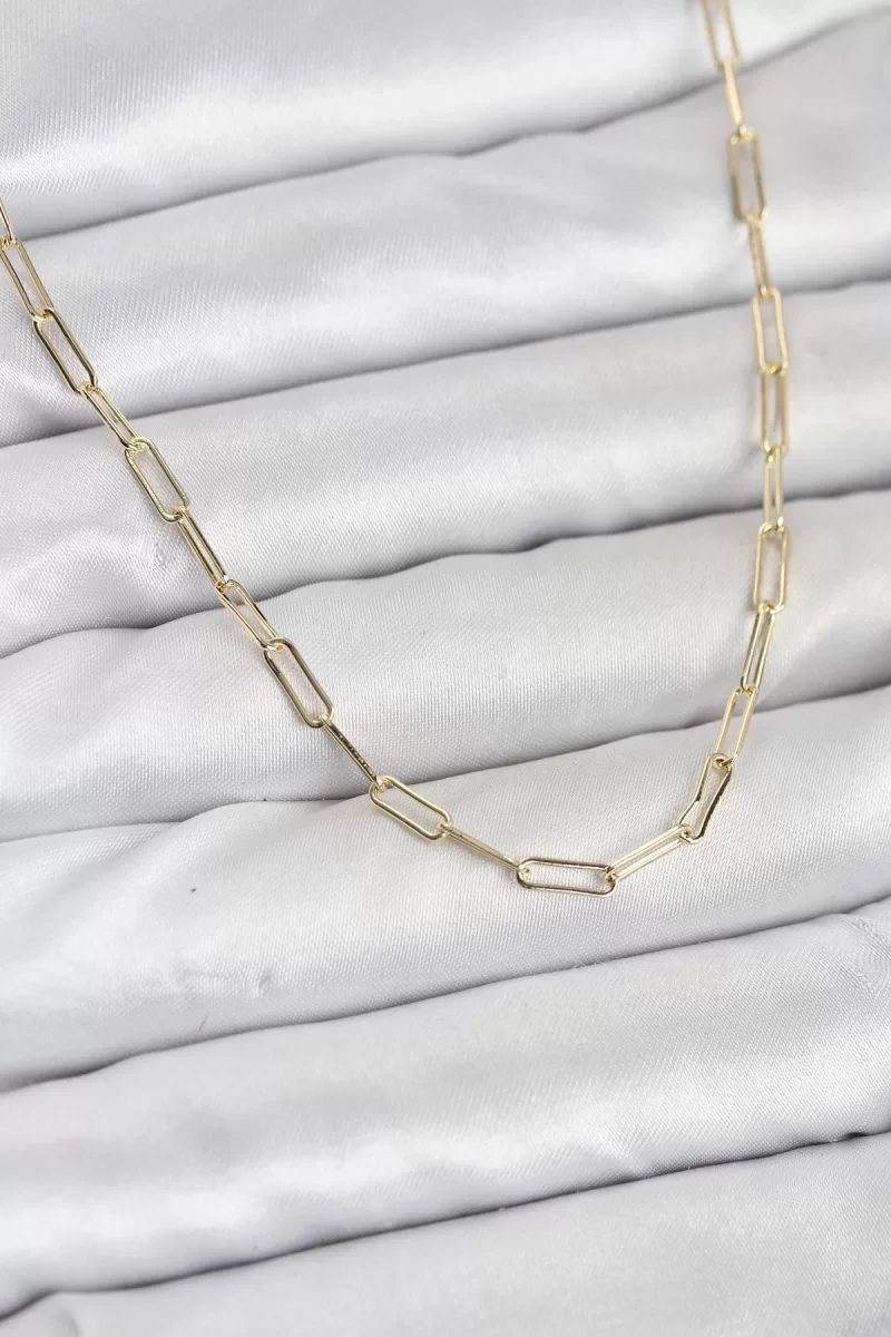CM 14K Gold Renk Pirinç Ataç Zincir Kadın Kolye - Lisinya
