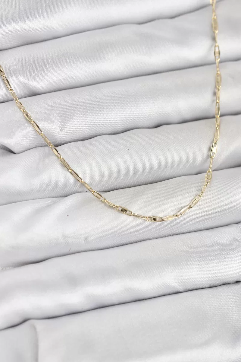 CM 14K Gold Renk Pirinç Ataç Zincir 60 cm Kadın Kolye - Lisinya