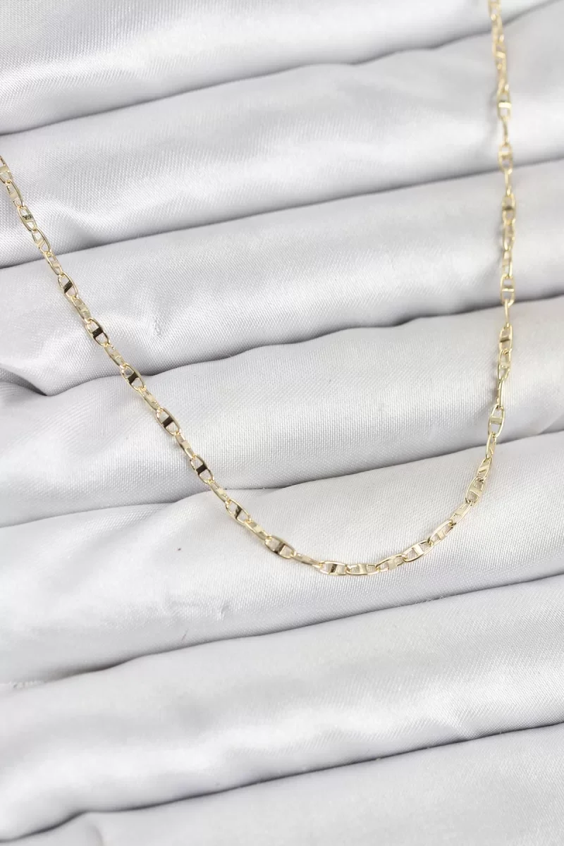 CM 14K Gold Renk Pirinç Gemi Zinciri Model Kadın Kolye - Lisinya