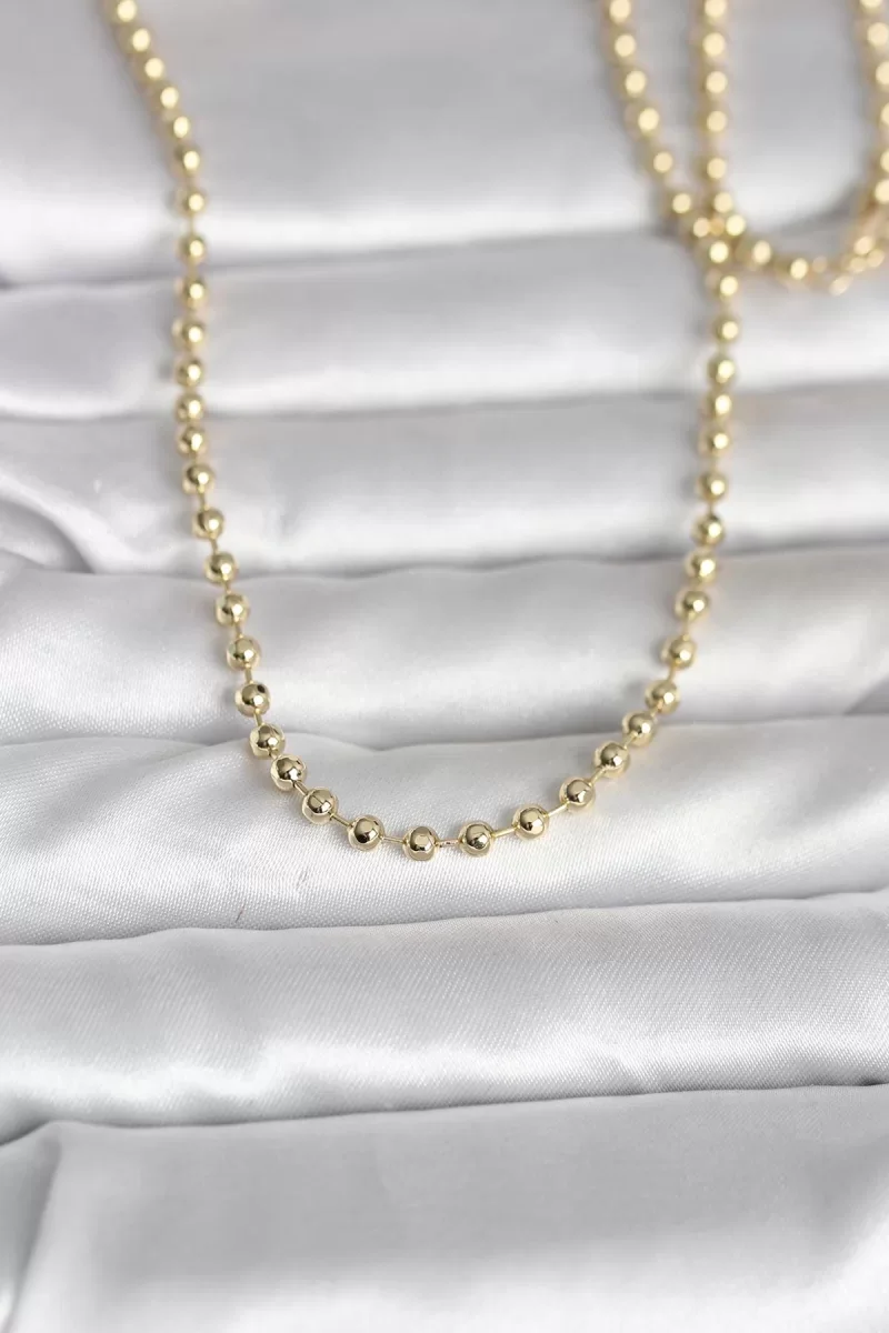 CM 14K Gold Renk Top Zincirli Model 60 cm Kadın Kolye - Lisinya
