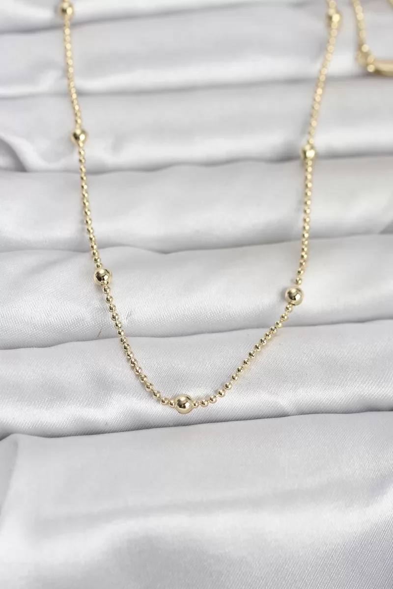CM 14K Gold Renk Top Zincir 60 cm Kadın Kolye - Lisinya
